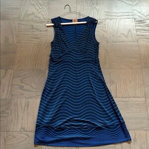 Tory Burch Blue Wave Striped Sleeveless Dress - silk